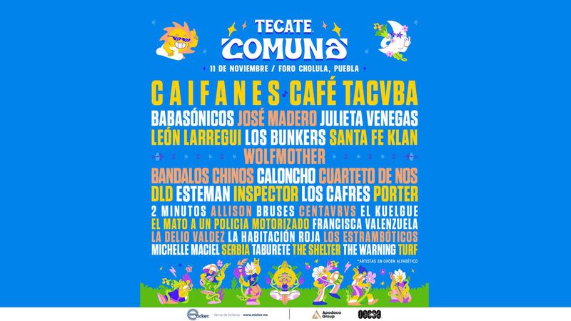 Cartel del Festival Tecate Comuna 2023 en Puebla.